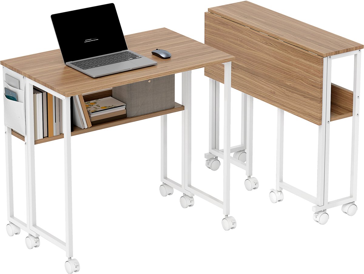 HOMCOM Writing Desk-MDF, Stahl-80L x 50B x 75H cm-Naturholz
