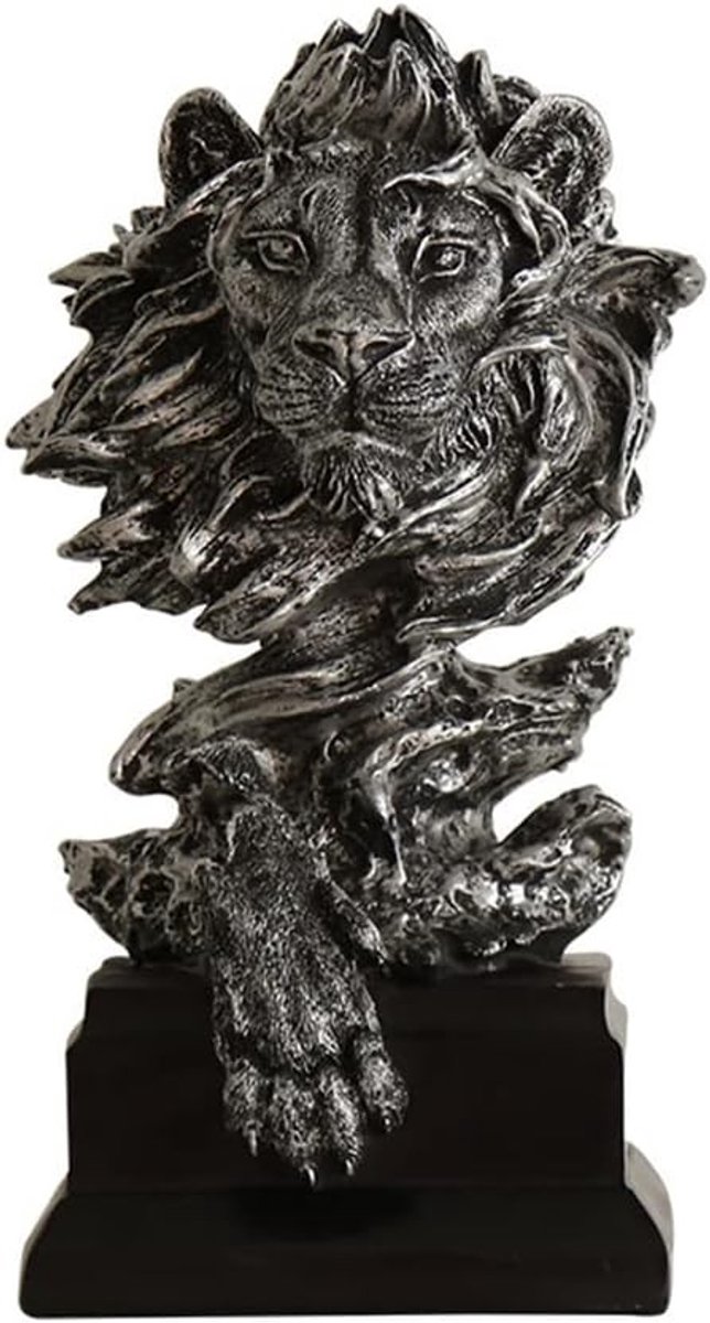 Houten Leeuwenkop Beeldje van Hars, Dierlijke Hoofd Beeld voor Thuis en Kantoor, Decoratieve Ornamenten en Cadeaus