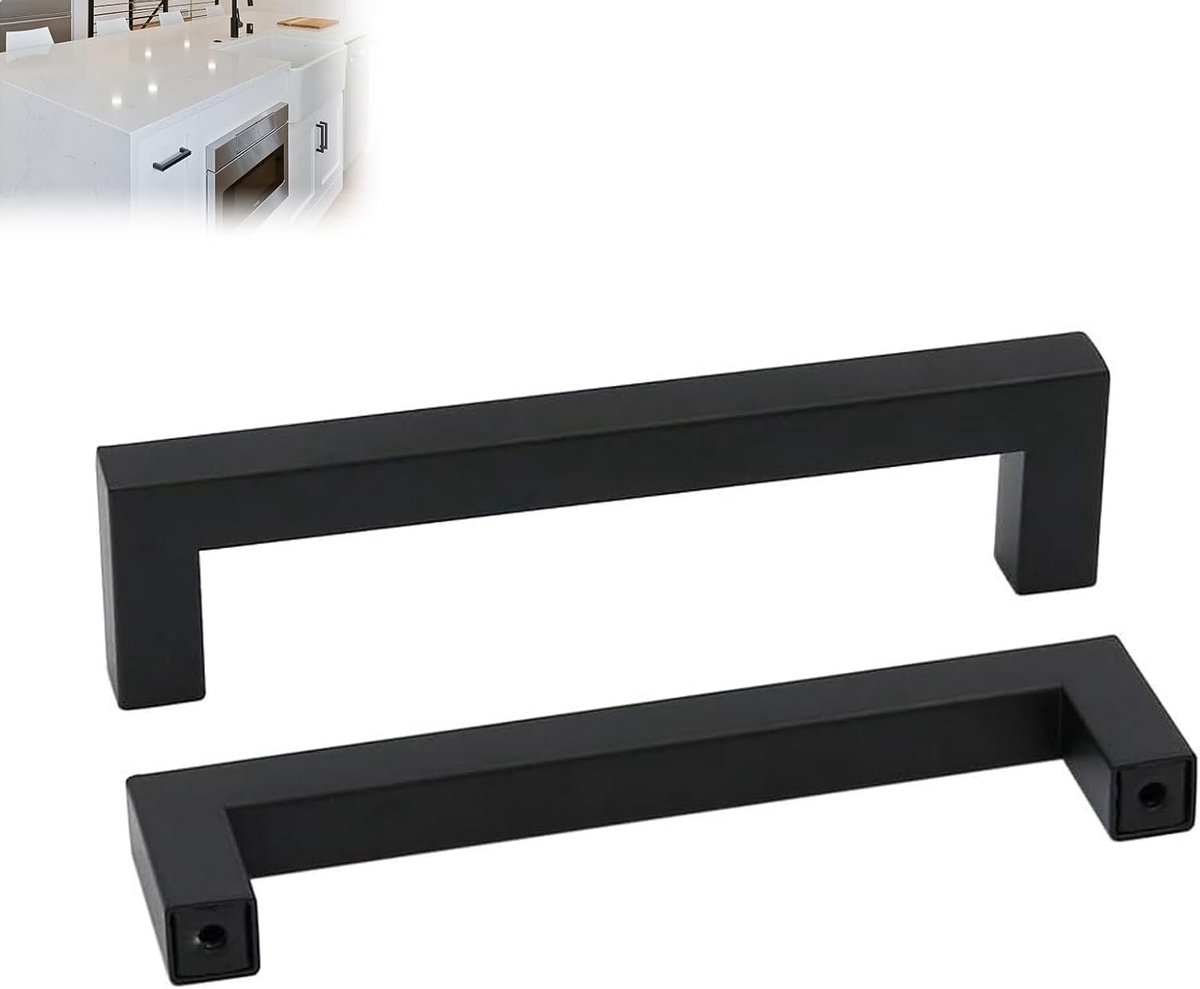 Set van 2 Zwarte Kastgrepen (128mm Boorgatafstand) Mat Zwart voor Keuken en Kledingkast met Schroeven - Duurzaam en Stijlvol Design