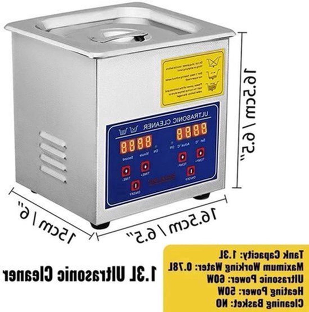 Ultrasoon Reiniger - Roestvrij Staal Professionele - Ultrasone Reinigingsapparaat - Digitale Verwarmings Timer - Sieraden - Brillen - Tanden - 1.3L