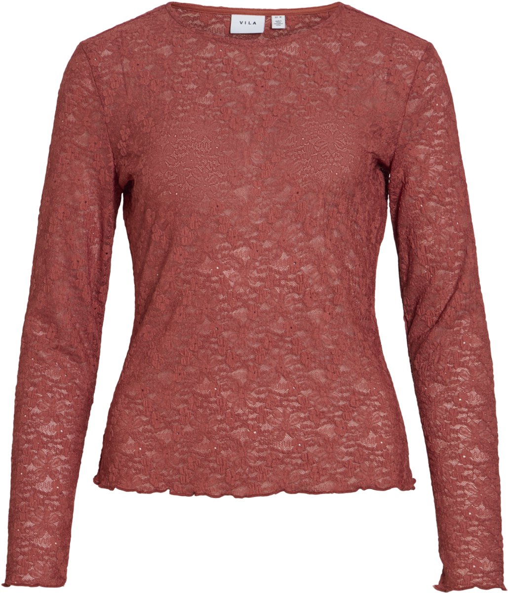 Vila T-shirt Vifay O-neck L/s Top - Noos 14119318 Marsala Dames Maat - L