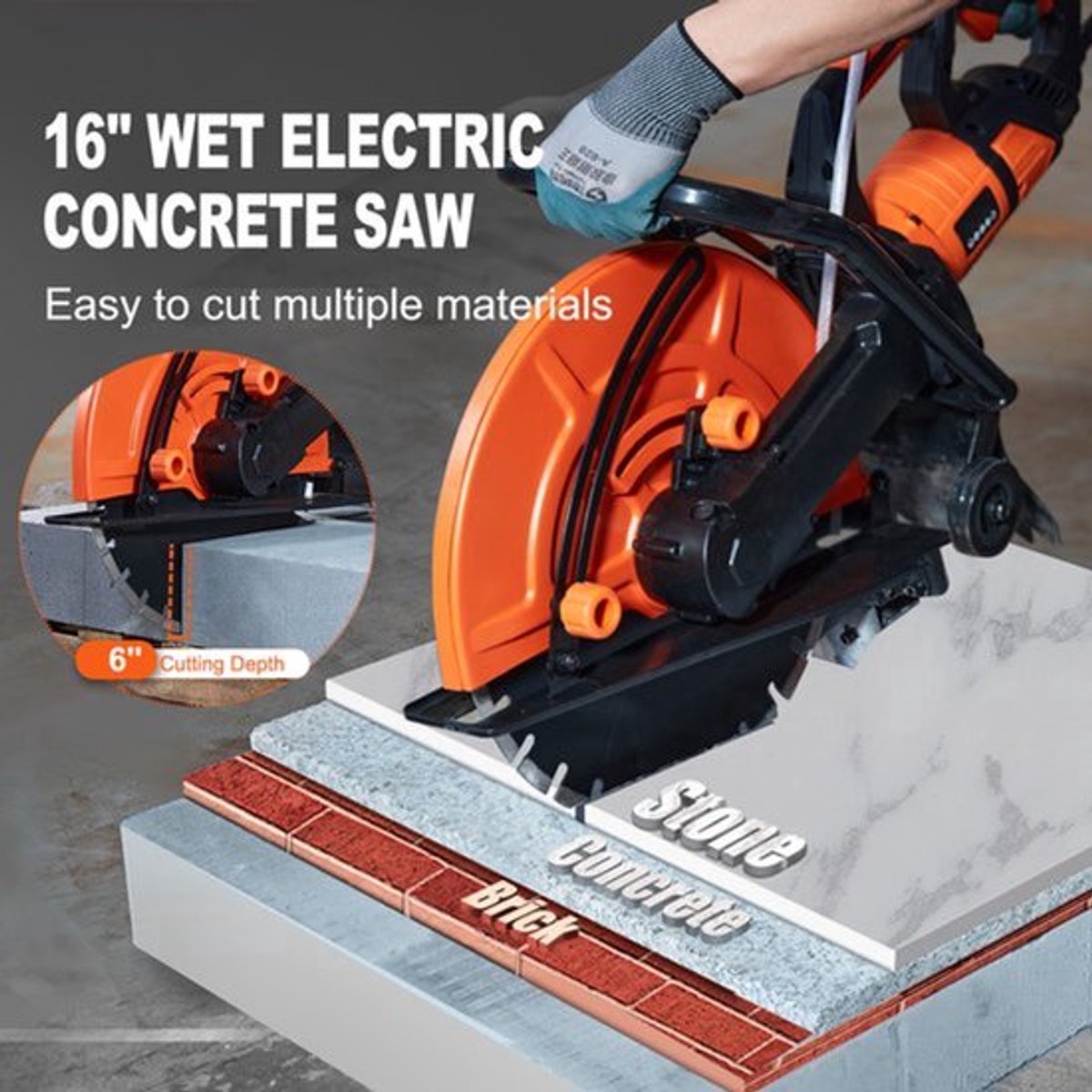 Betonzaag Elektrisch - 3200 W Motor - 16 Inch Zaagblad - Netstroom - Voor Baksteen En Beton - Cirkelzaag