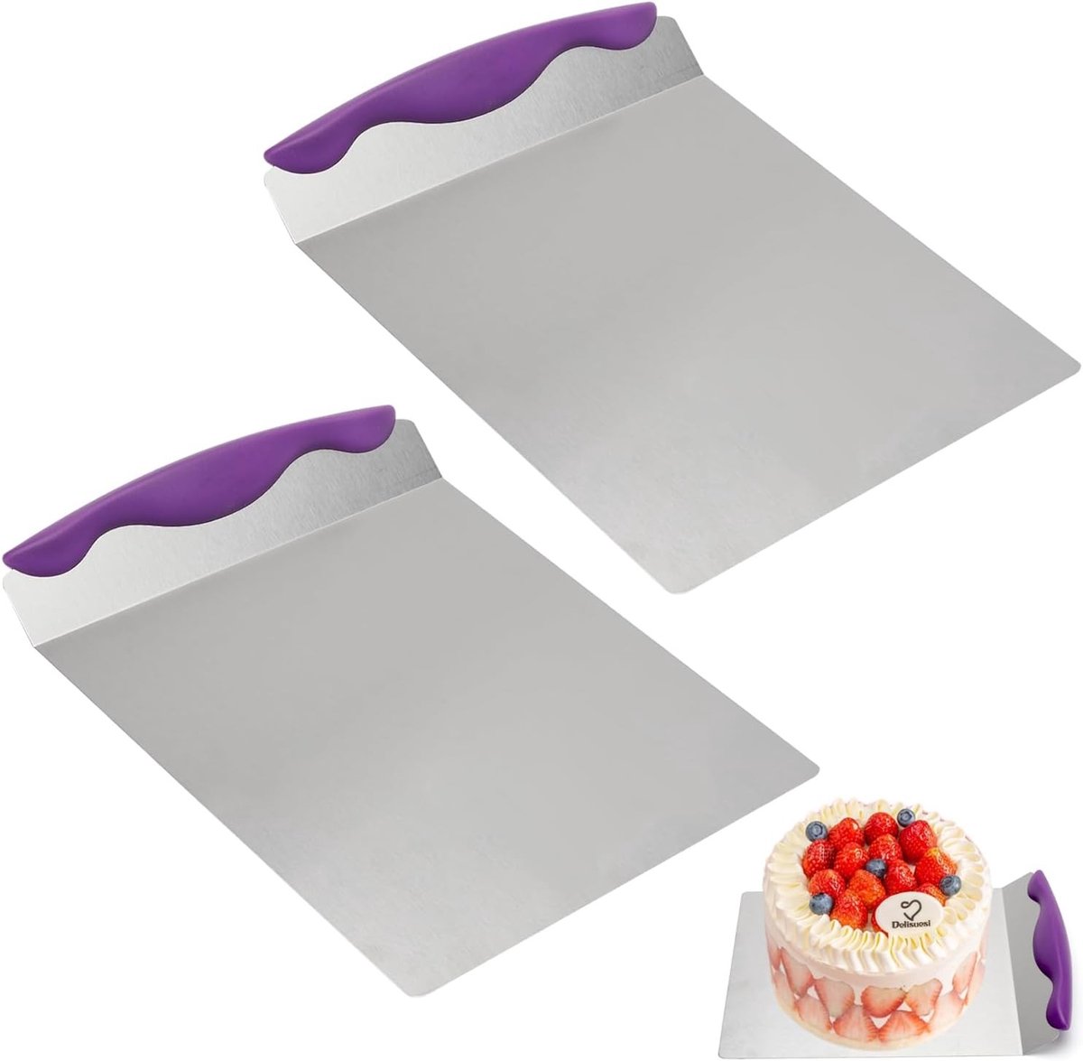 Cake Server Set van 2 Stuks van RVS, Ideaal voor Taart en Pizza, Inclusief Handvat en Cake Accessoires