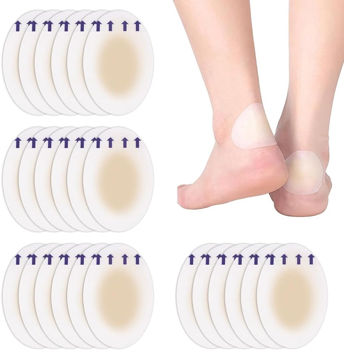 24 Stuks Hydrocolloïde Blaaspleisters voor Hielbescherming, Wrijving, Vingers en Tenen - 5,5 x 3,7 cm