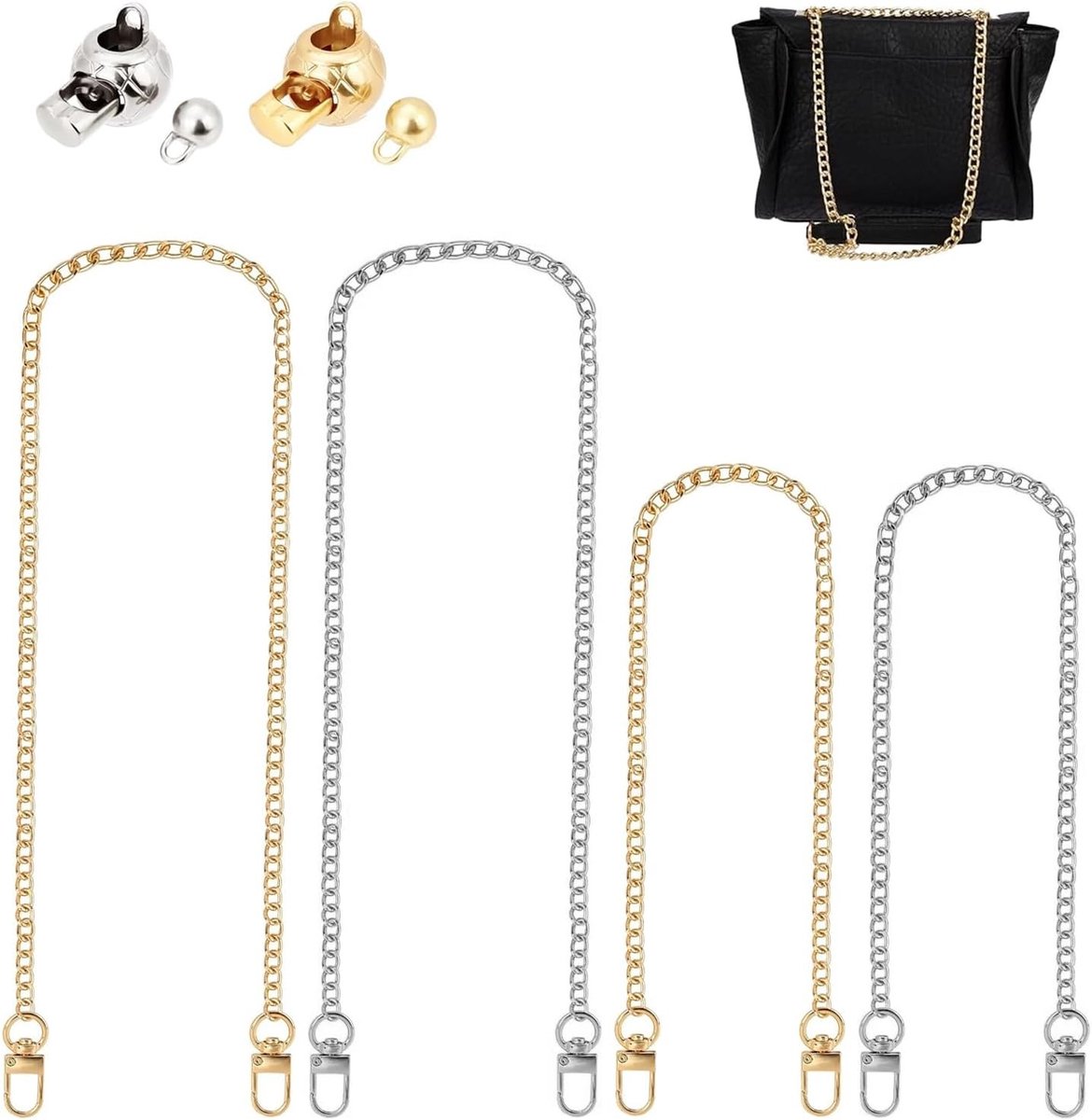 Elegante Handtas Ketting in Zilver en Goud, Verstelbare Lengte van 80cm tot 120cm, Luxe Accessoire voor Mode en Stijl