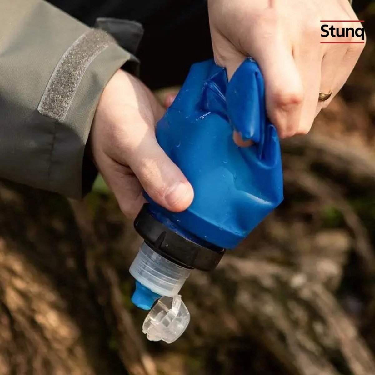 Stunq® Outdoor waterfilterfles blauw – drinkwaterzuiveraar voor backpacken en noodgevallen