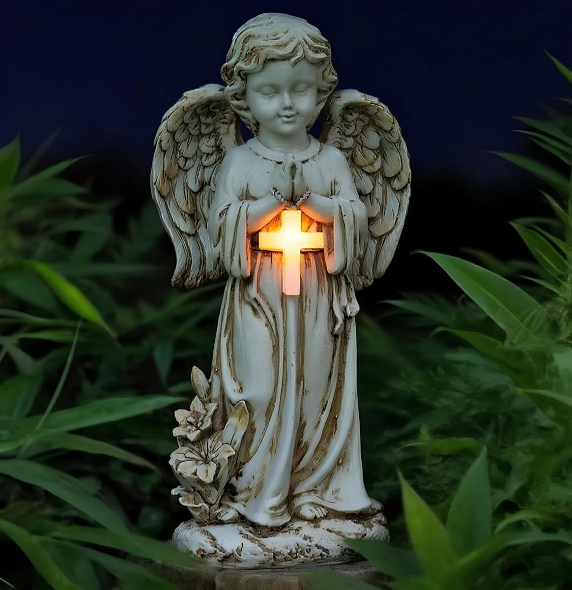 Decoratieve LED Engel Tuinfiguur voor Buiten, Waterdichte Sculptuur voor Herfst, Begraafplaats en Raamdecoratie, 31 cm