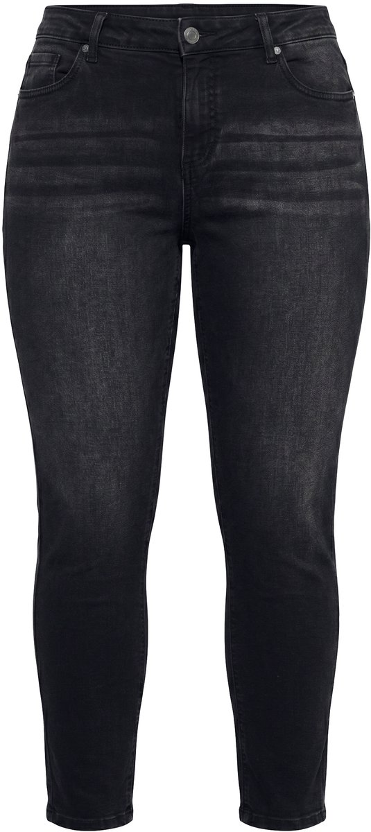 MIAMODA - Dames - Jeans straight fit 5-pocket - Zwart - Maat 54