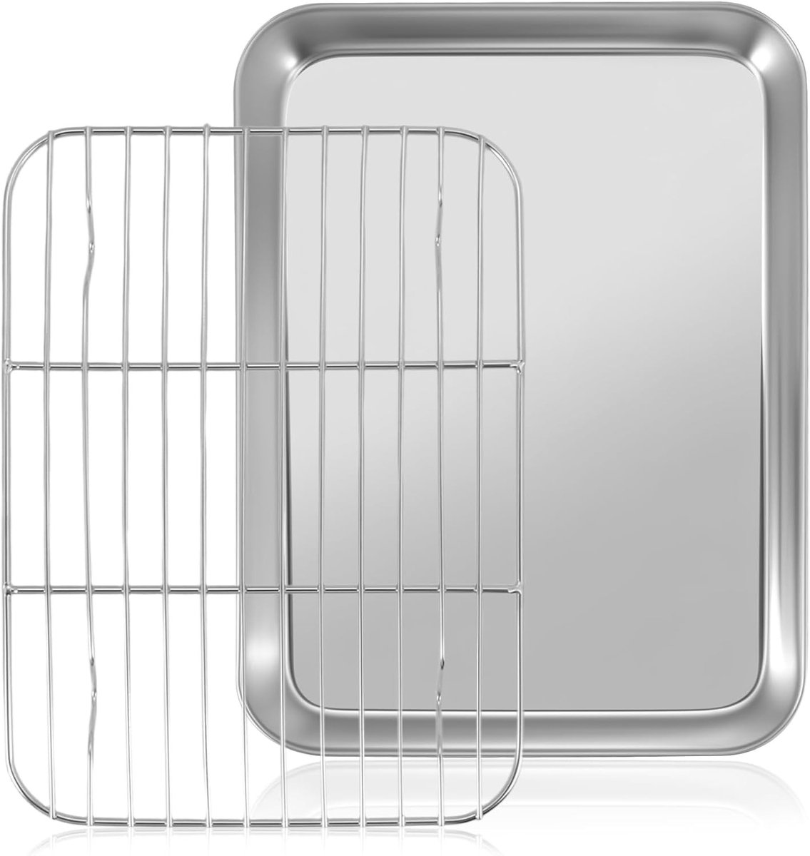 Roestvrijstalen bakplaat met koelrek, ideaal voor koekjes en gebak, 9.3 x 6.9 x 1 inch