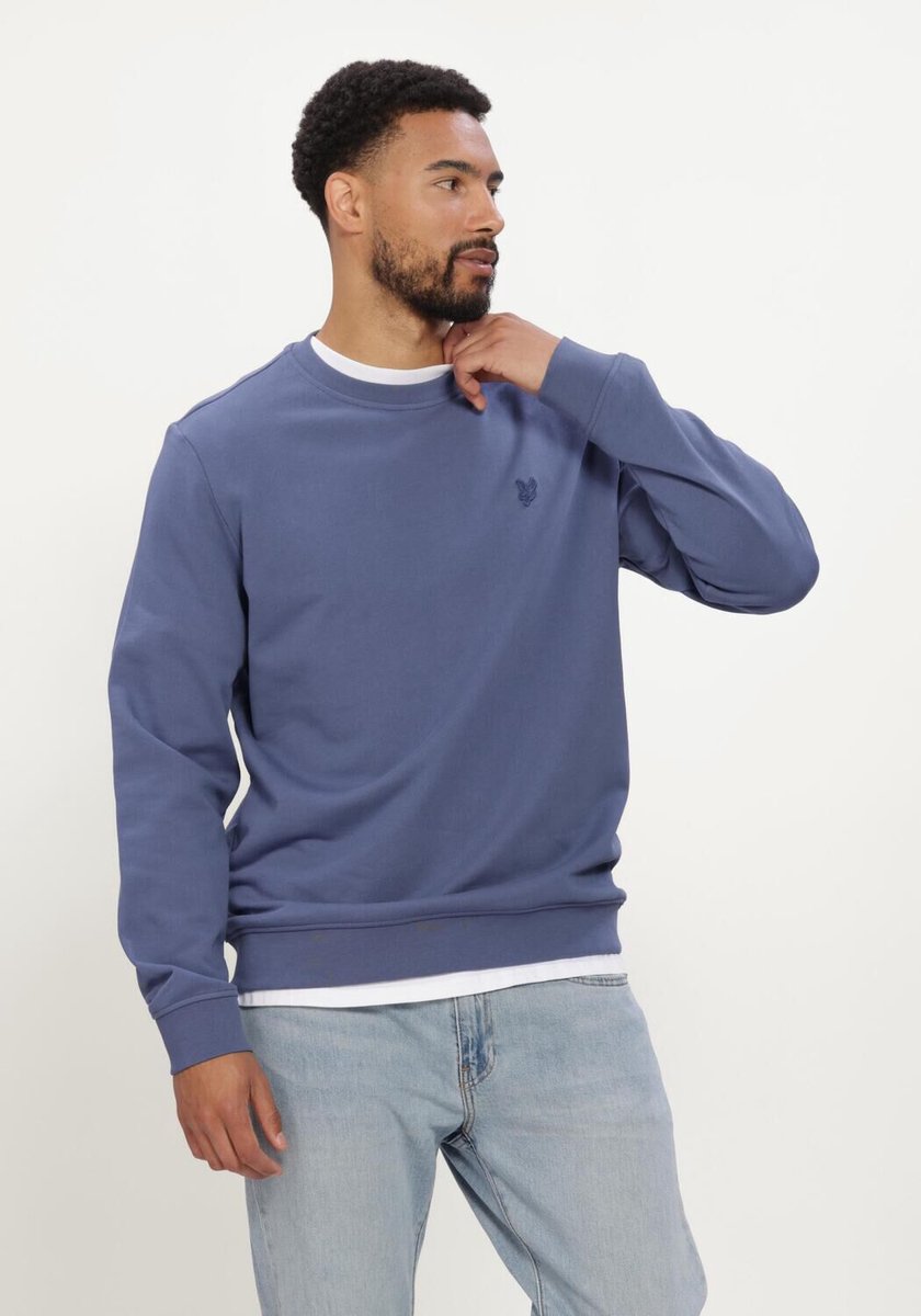 Lyle & Scott Superfine Crew Neck Sweatshirt Truien & Vesten Heren - Sweater - Hoodie - Vest- Blauw - Maat M