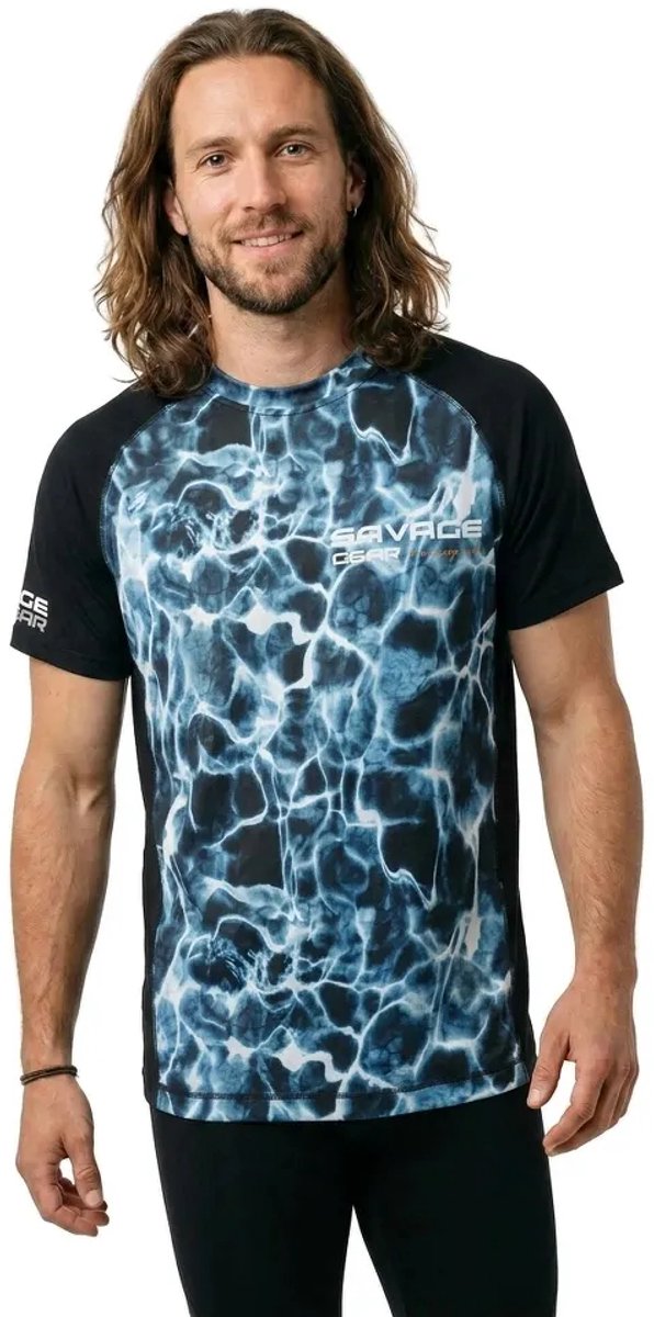 Savage Gear Marine Uv Korte Mouw T-shirt Blauw S Man