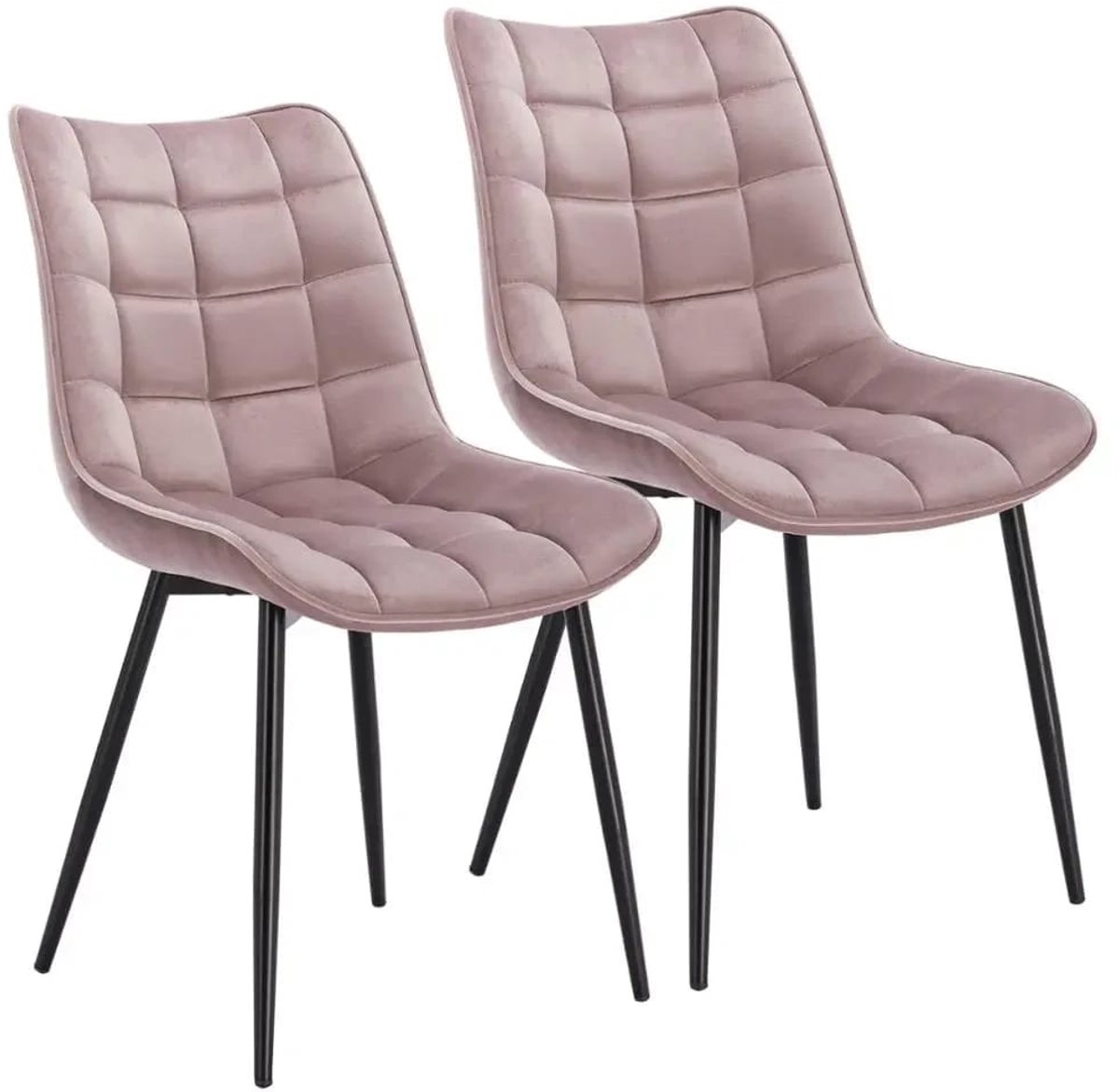 Klarven Eetkamerstoelen Set Van 2 Fluweel rose - Eetkamerstoelen Set Van 2- Dining Chairs - Ergonomische Rugleuning - Stabiel Metalen Frame - Zit