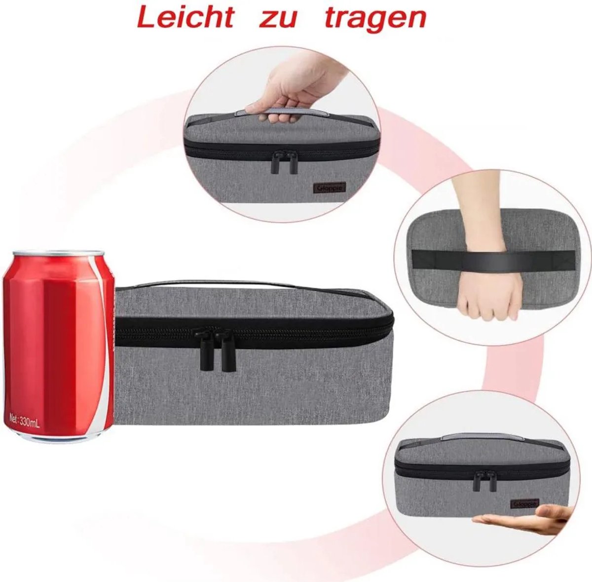 Kleine geïsoleerde tas, 3,5 liter lunchtas, waterdicht, lichtgewicht, picknicktas, geïsoleerde lunchtas, Geschikt voor werk of school, grijs.