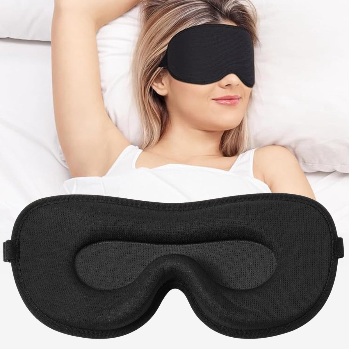 3D Slaapmasker met Diepe Inzet en Dubbelzijdig Lycra, Ultraportabel en Lichtblokkerend Oogmasker voor Comfortabele Slaap en Ontspanning