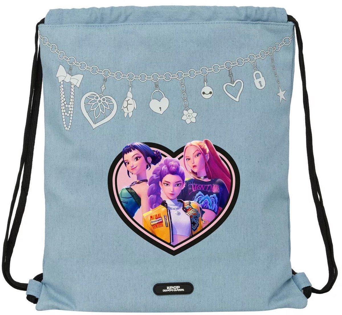 Kpop Demon Hunters Zwemtas en Gymtas Meisjes - Hoogte 40cm – HUNTR/X met Rumi, Mira en Zoey – Lichtblauw