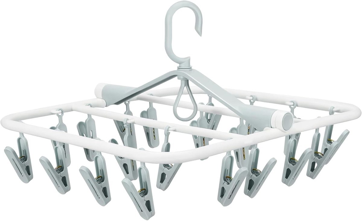Droogrek radiator - Wit - 20 Clips - Kunststof Drooghanger met Draaibare Haak - Voor Kleding en Babywas