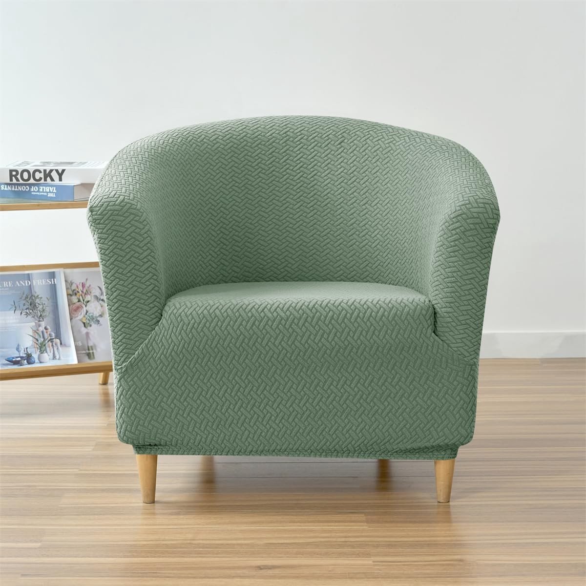Fauteuilhoes - Groen - Stretch Jacquard Polyester - Elastische Wasbare Kuipstoelhoes - Voor Kuipstoelen