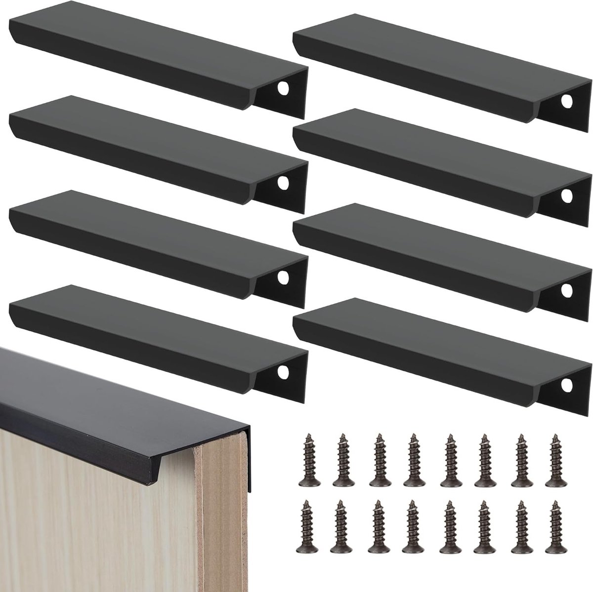 Verstevigde Zwarte Meubelhandgrepen 120mm voor Keuken, Kasten en Lades - 8 Stuks Inclusief Schroeven
