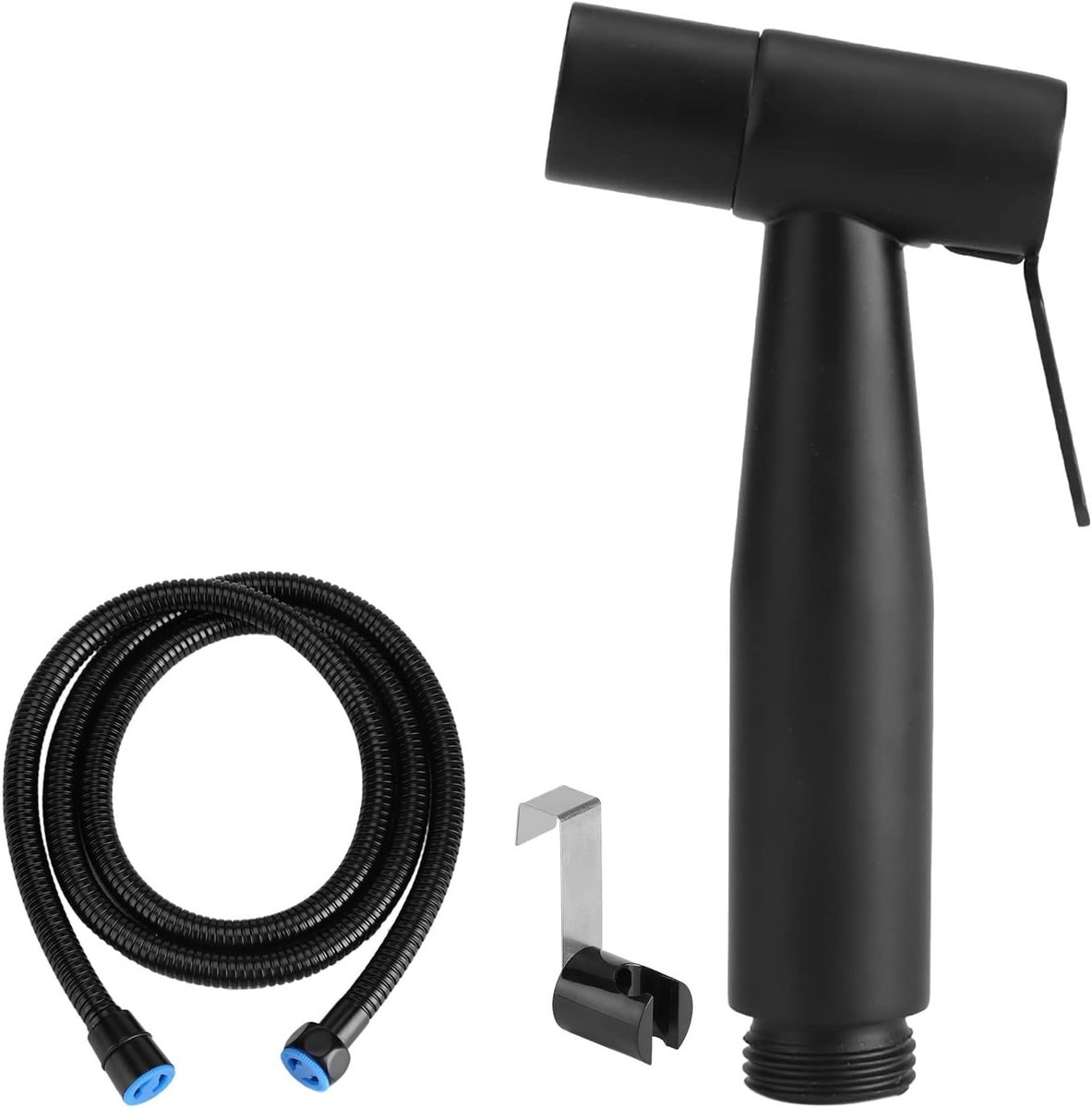 Bidet Handdouche Set van RVS met 150cm Slang en Houder, Zwart voor Toilet Hygiëne en Dagelijkse Reiniging in de Badkamer