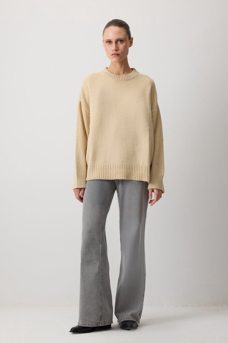 Touché Privé - Basic gebreide trui - Beige - Dames