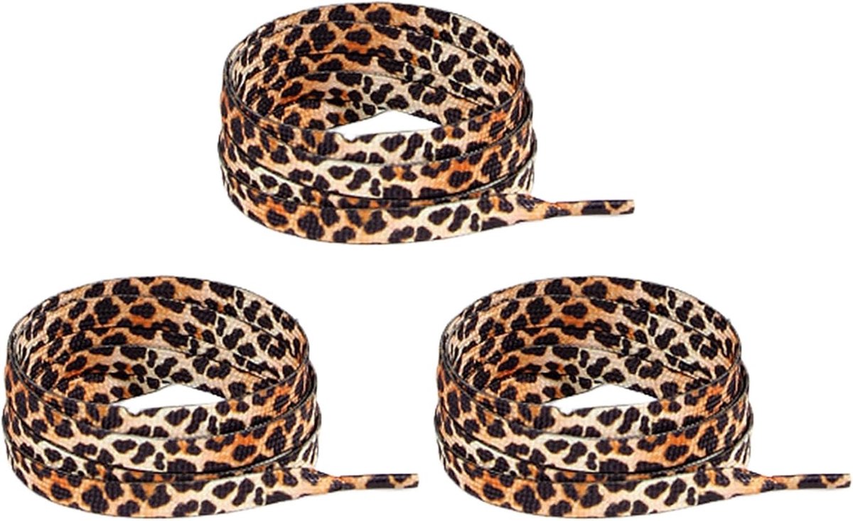 3 Paar Luipaardveters, Bedrukte Platte Veters voor Sneakers, Kleurrijke Sneaker-accessoires in Diverse Lengtes (120/140/160 cm)