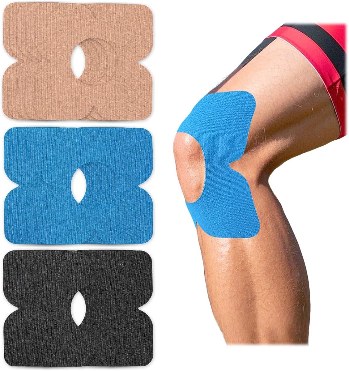 Pre-Cut Kinesiotape voor Kniepijnverlichting en Stabiliteit, Geschikt voor Training en Sport, 15 Stuks