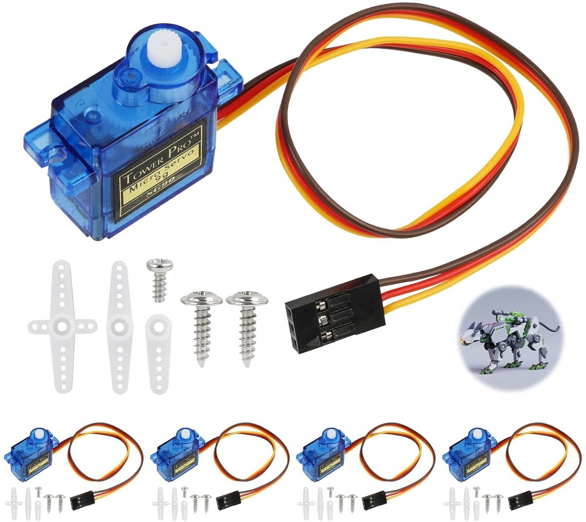 Set van 5 Micro Servo Motoren 9G voor RC Robots, Helicopters en Vliegtuigen, Krachtige Mini Servos met Snelle Reactietijd en 180 Graden Beweging