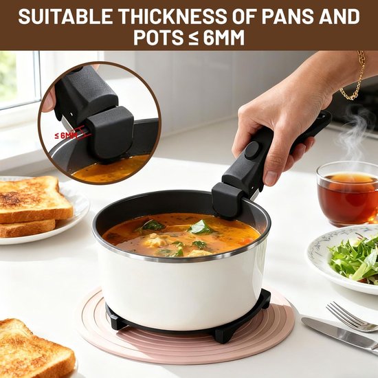 Verwisselbare Pannengrepen 19cm - Universele Afneembare Handvatten voor Koken, Veilig en Handig voor Pannen en Potten — afbeelding 2