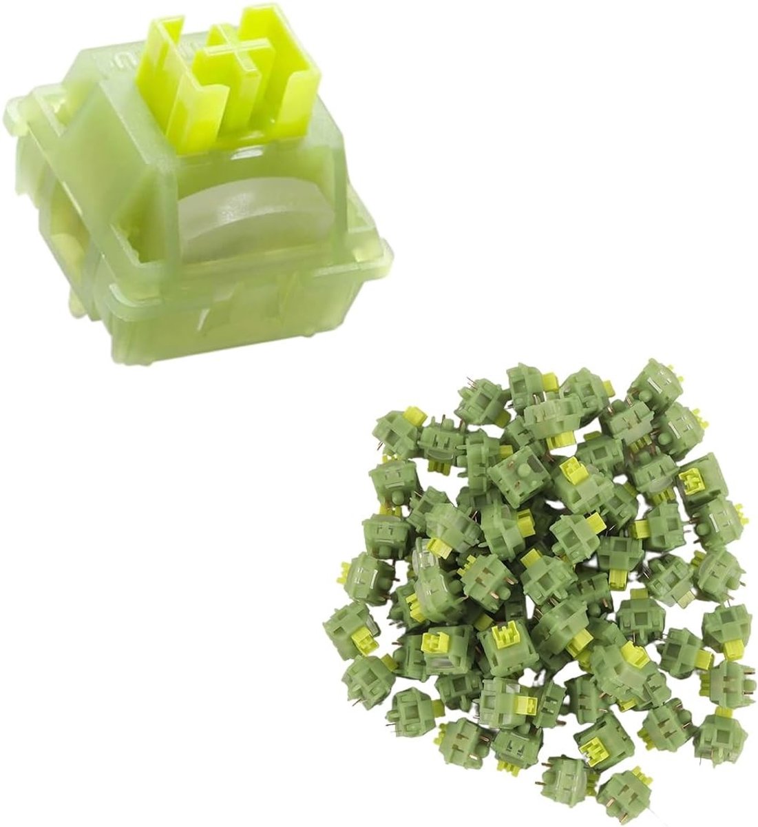 70 stuks Lime V3 schakelaars, POM PA66 5Pin Pre-Lubed Silent Tactile schakelaars voor mechanische toetsenborden en gaming accessoires