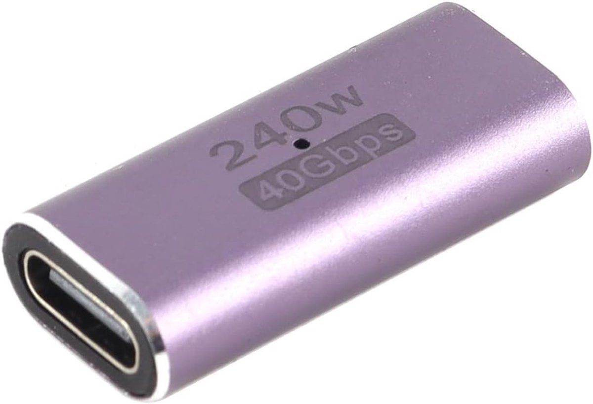 USB-C Koppeling Adapter, Type C Female Verlenger voor 240W Opladen, 40 Gbps Gegevensoverdracht en 8K60Hz Video