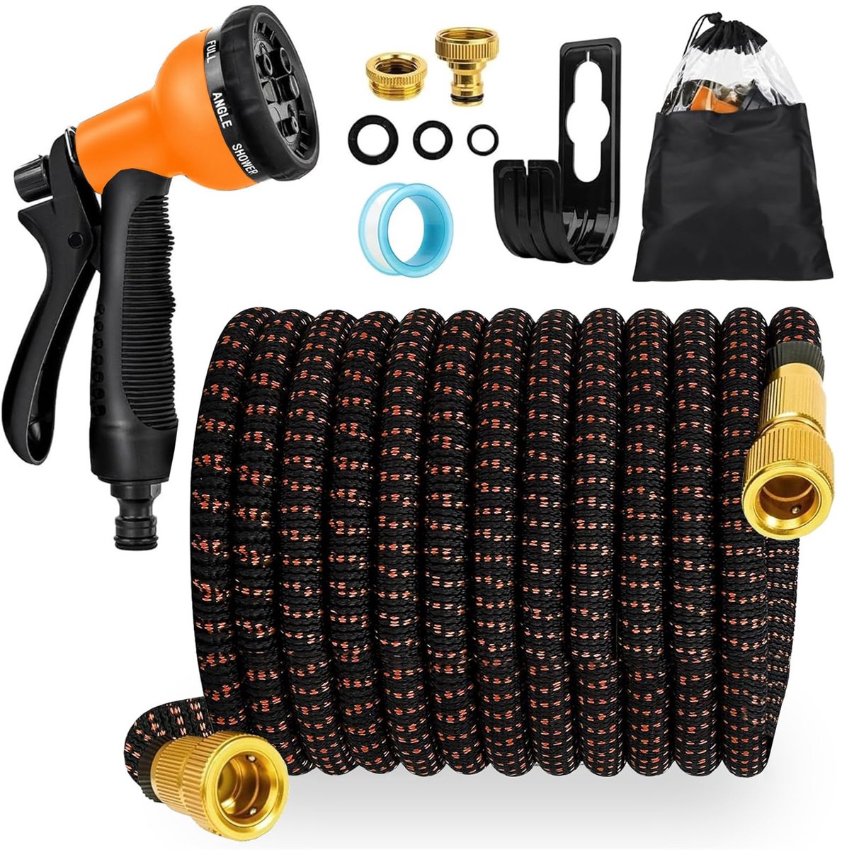 FASCINATDECO Tuinslang, uittrekbaar, 7,5 m, flexibele tuinslang met 8 functies, pistool, slangtuit met 1,9 cm (3/4 - ShopVlot