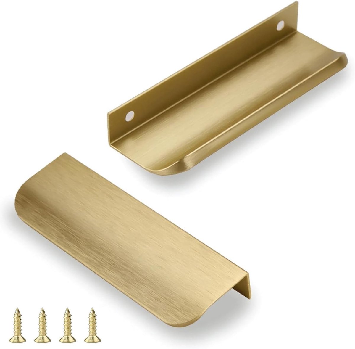 Moderne Verchroomde Kastgrepen - 2 Stuks Verborgen Gouden Deurgrepen voor Keuken, Badkamer en Kledingkast - 120mm Curved Design
