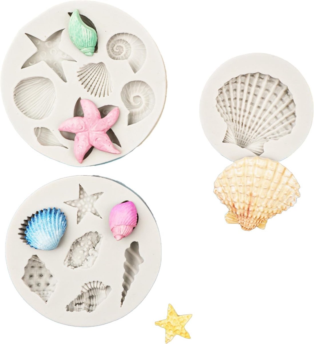 Set van 3 Silicoon Mallen voor Zee Dieren - 3D Vormpjes voor Fondant, Chocolade en Zeedier Decoraties, Ideaal voor Taarten en Handgemaakte Zeep