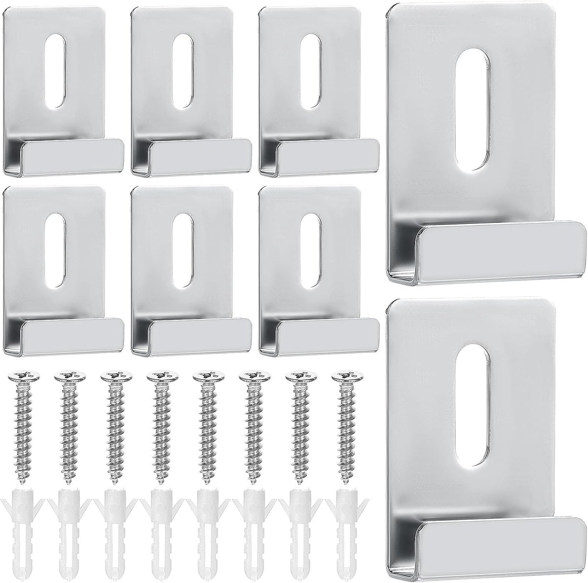 Set van 8 Metalen Spiegelclips voor Wandmontage - Sterke Rvs Spiegelhouders voor Frameless Spiegels, Heavy Duty en Duurzaam Systeem