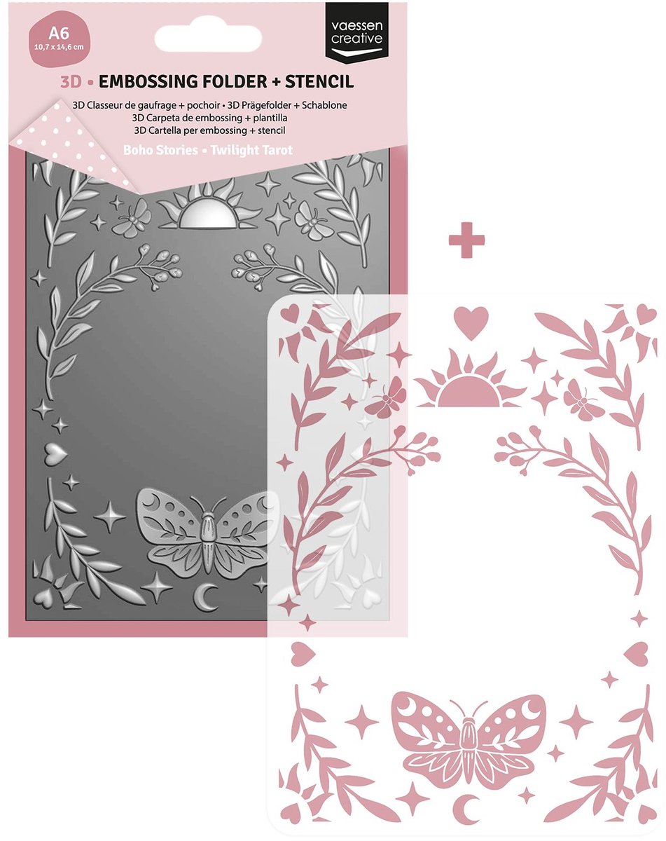 Vaessen Creative Embossing Folder + Sjabloon - Boho Kader - A6