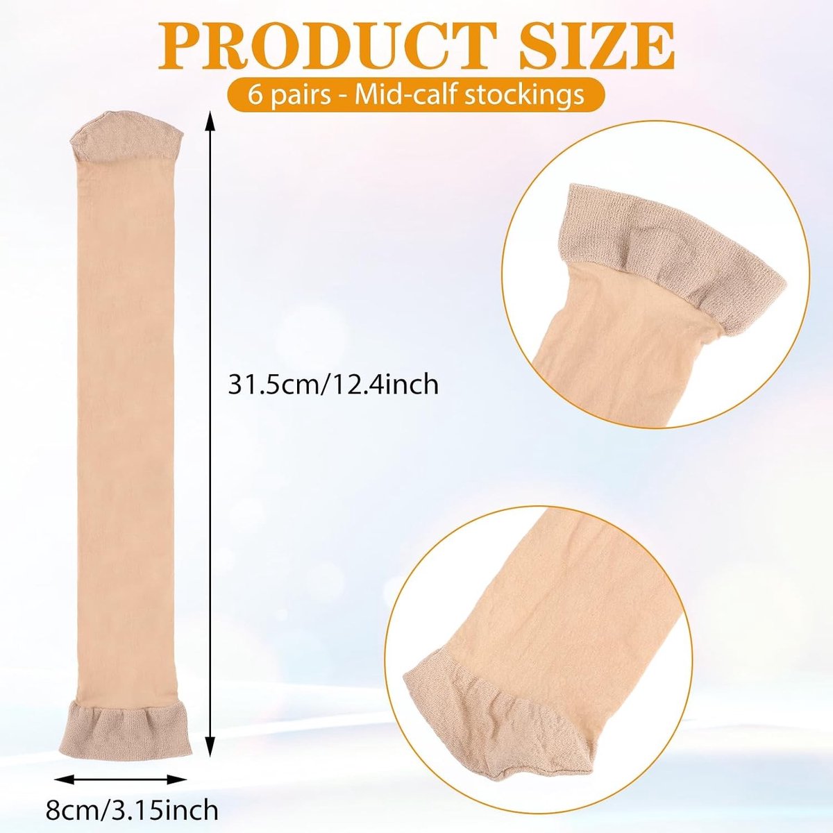 6 Paar Nylon Kousen voor Vrouwen, Zijdeachtige Kousen voor Dagelijks Gebruik en Dansfeesten, M-L, beige