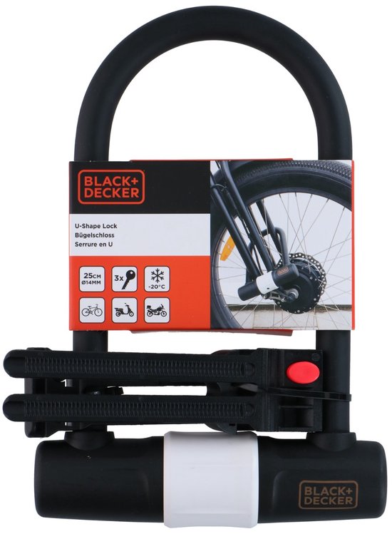 BLACK+DECKER Beugelslot - Fietsslot/ Scooterslot/ Motorslot - ⌀ 14 x 25 CM - 3 Reservesleutels van BLACK+DECKER — afbeelding 2