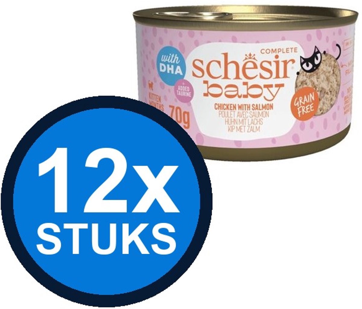 12x Schesir - Baby Kitten - Kattenvoer - Mousse in blik - Kip & Zalm & Fillets - 3x55g