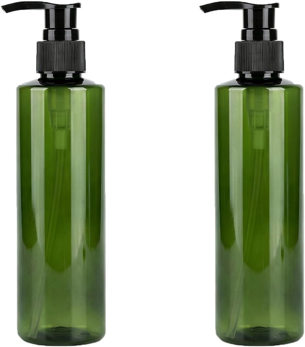 Set van 2 Herbruikbare 250ml Plastic Pompflessen voor Shampoo, Conditioner en Cosmetica - Lege Flessen voor Handzeep en Lichaamslotions (Groen)