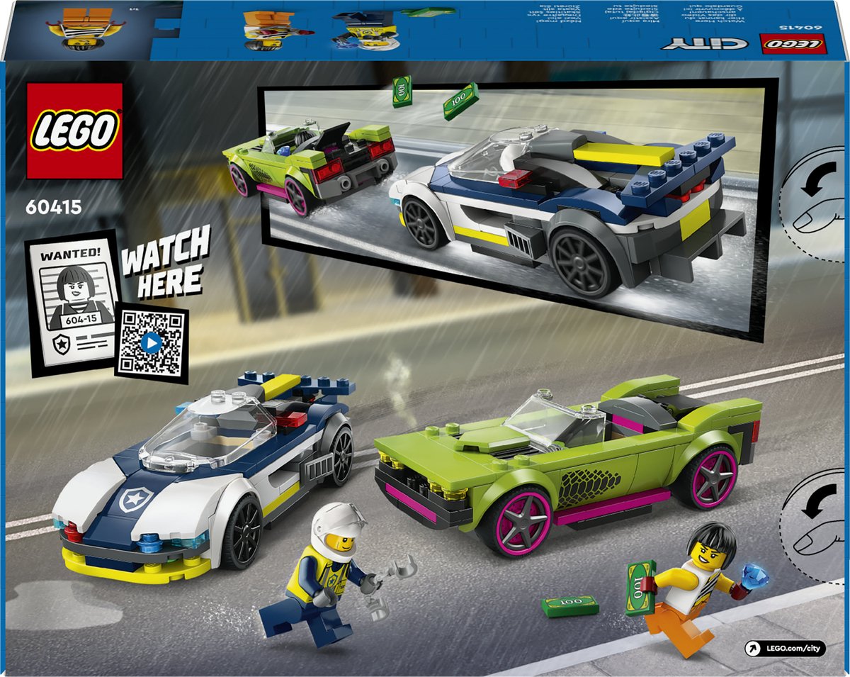 LEGO 60415 City Politiewagen en snelle autoachtervolging Politie Auto Speelgoed Set — afbeelding 21