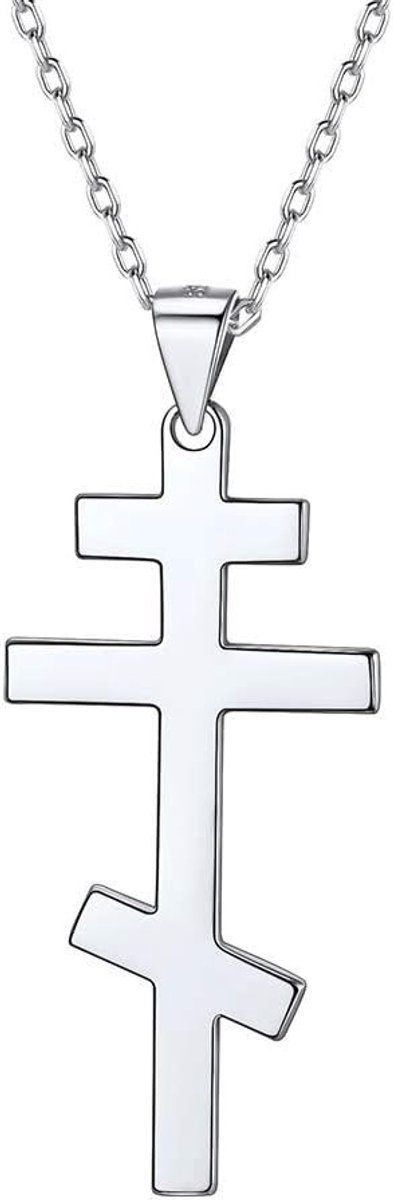 Dames Zilveren Ketting met Russische Orthodoxe Kruis, Verstelbare Fijn 1.5 mm/46+5 cm, Elegante Sieraad voor Elke Gelegenheid