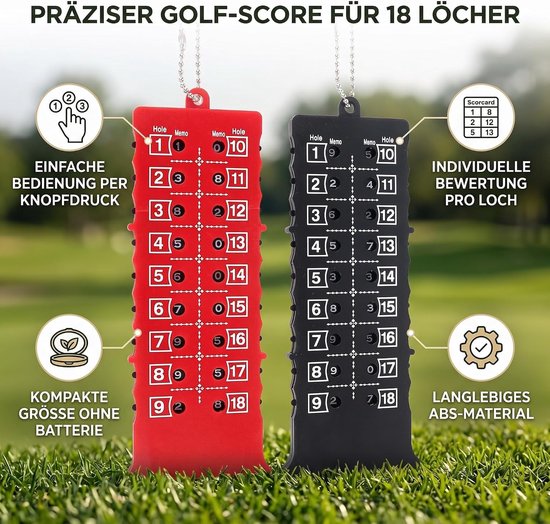 Accurate Golf Score Counter voor 18 Holes - 2 Stuks, Ideaal voor Training en Competitie, Handig Scoringsysteem in Zwart en Rood — afbeelding 4