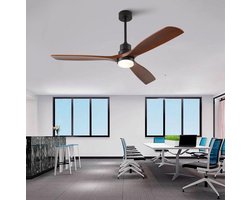 STILVORA Plafondventilator Met Verlichting 60 Inch – 3 Bladen – Dimbare Led Met 3 Kleurtemperaturen – Massief Hout – Walnoot Zwart – Afstandsbediening