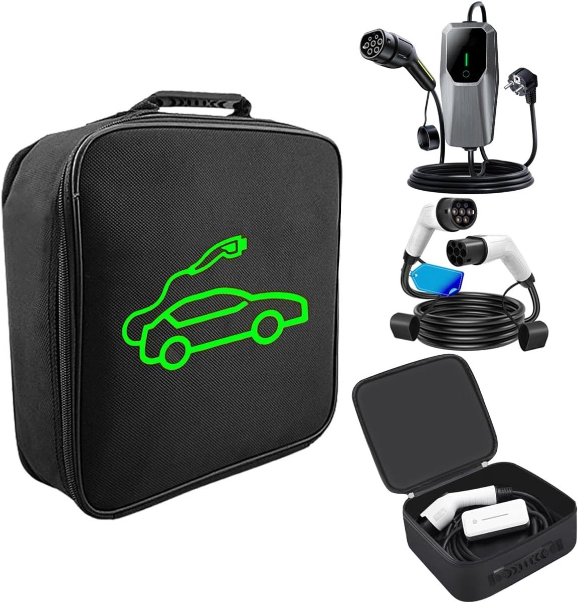 Draagbare opbergtas voor laadkabels en autoaccessoires - Gemaakt van nylon - Opbergtas Voor Type 2/Type 1 kabels - Stevig en ideaal voor de kofferbak of garage