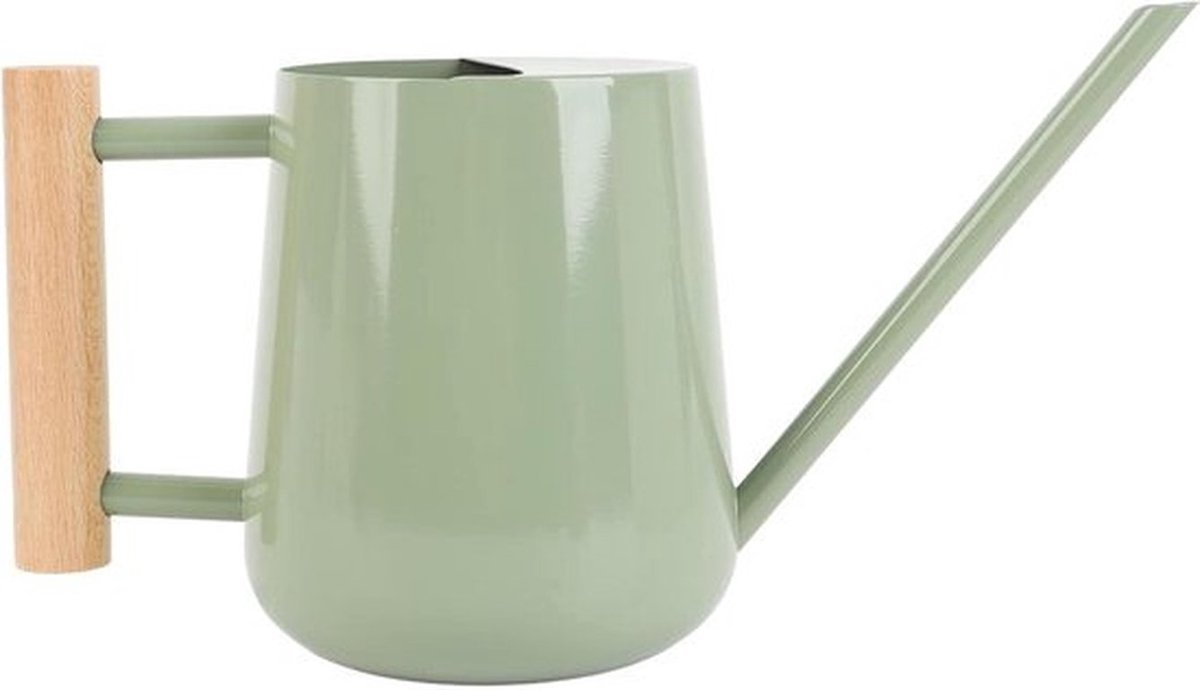 Roestvrijstalen waterkan met houten handgreep voor binnenplanten - lange tuit - zwart - moderne minimalistische stijl - geschikt voor huisplanten, vetplanten, cactussen
