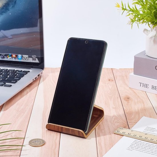 Houten Smartphone Stand voor Desk - Rustieke Mobiele Telefoonhouder en Tablet Steun, Handgemaakt, 10x7.5x5.5cm, Perfect voor Thuis en Kantoor — afbeelding 3