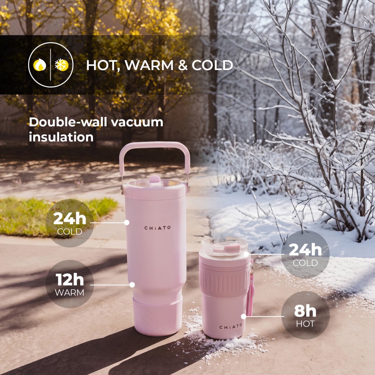 CHiATO Home hot & fresh SIP Soft Lavender geïsoleerde reisbeker en tumbler set – Lavendel