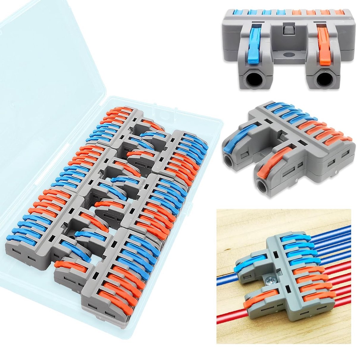 Robuuste en compacte aansluitblokset voor laddermontage met schroefbevestiging, 2 ingangen, 8 uitgangen, 6 stuks, ideaal voor elektrische verbindingen