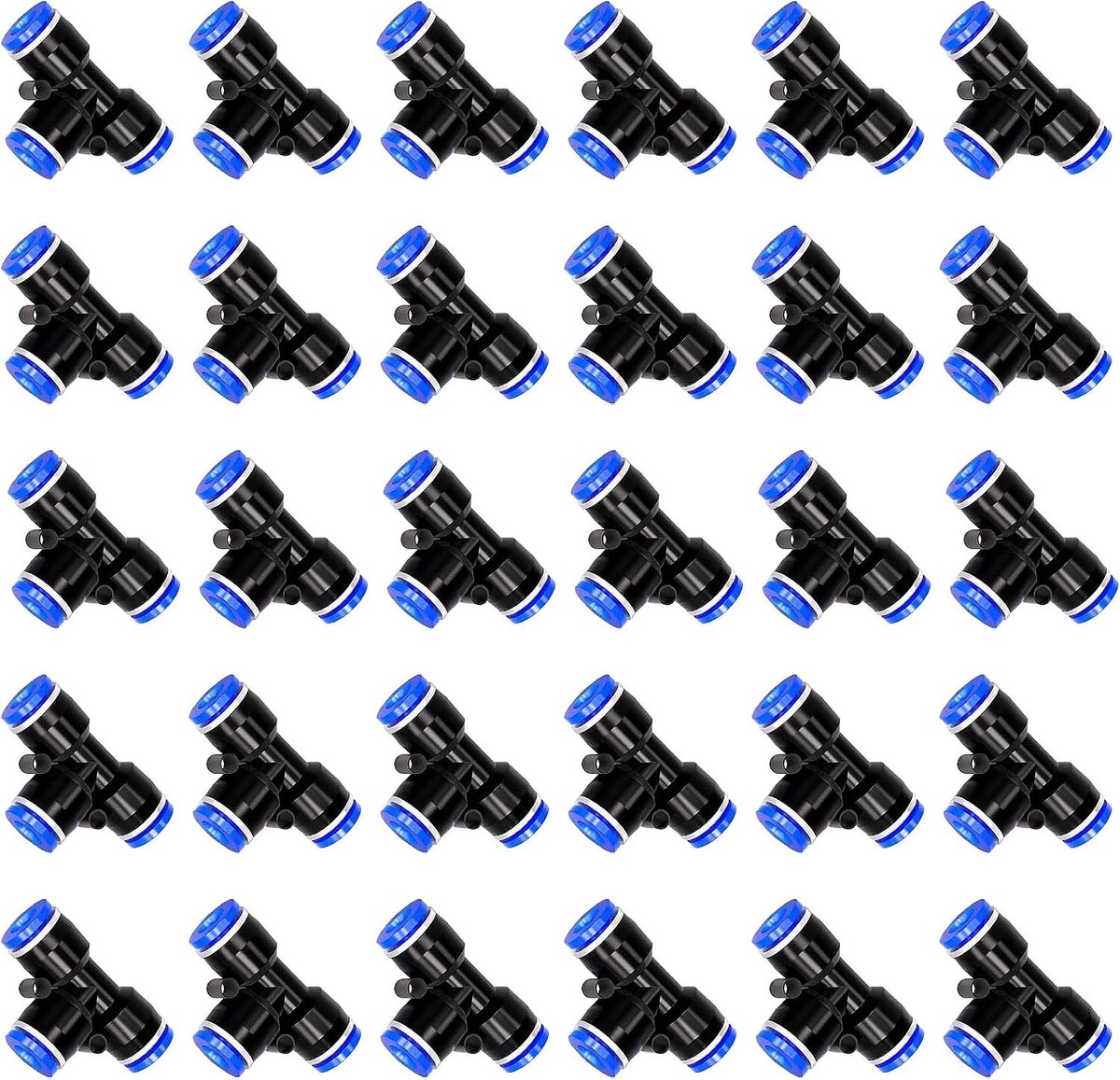 30 Stuks 8mm Tees Air Push Snelle Verbindingen, 3-Weg Buiskoppeling, Pneumatische Connectoren en Luchtleidingen Kit voor 8mm Buizen