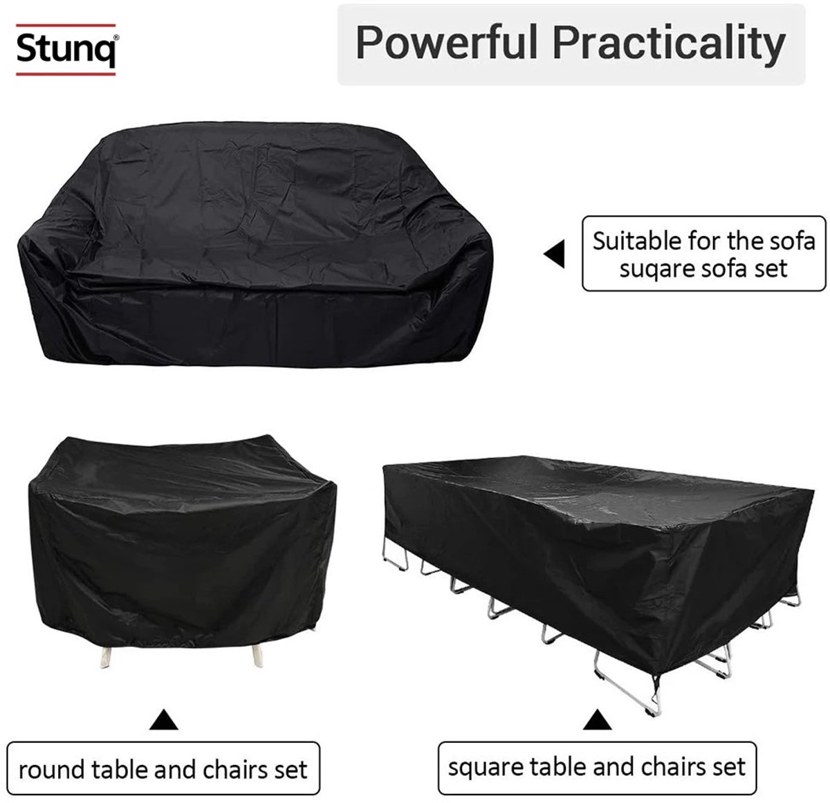 Stunq Waterdichte Tuinmeubelhoes Zwart S – Beschermhoes voor Bank, Tafel en Stoelen